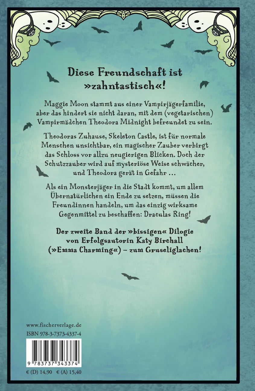 Buchrückseite von 'Moon & Midnight − Ein BISSchen Magie schadet nie' mit Klappentext - Gebundene Ausgabe