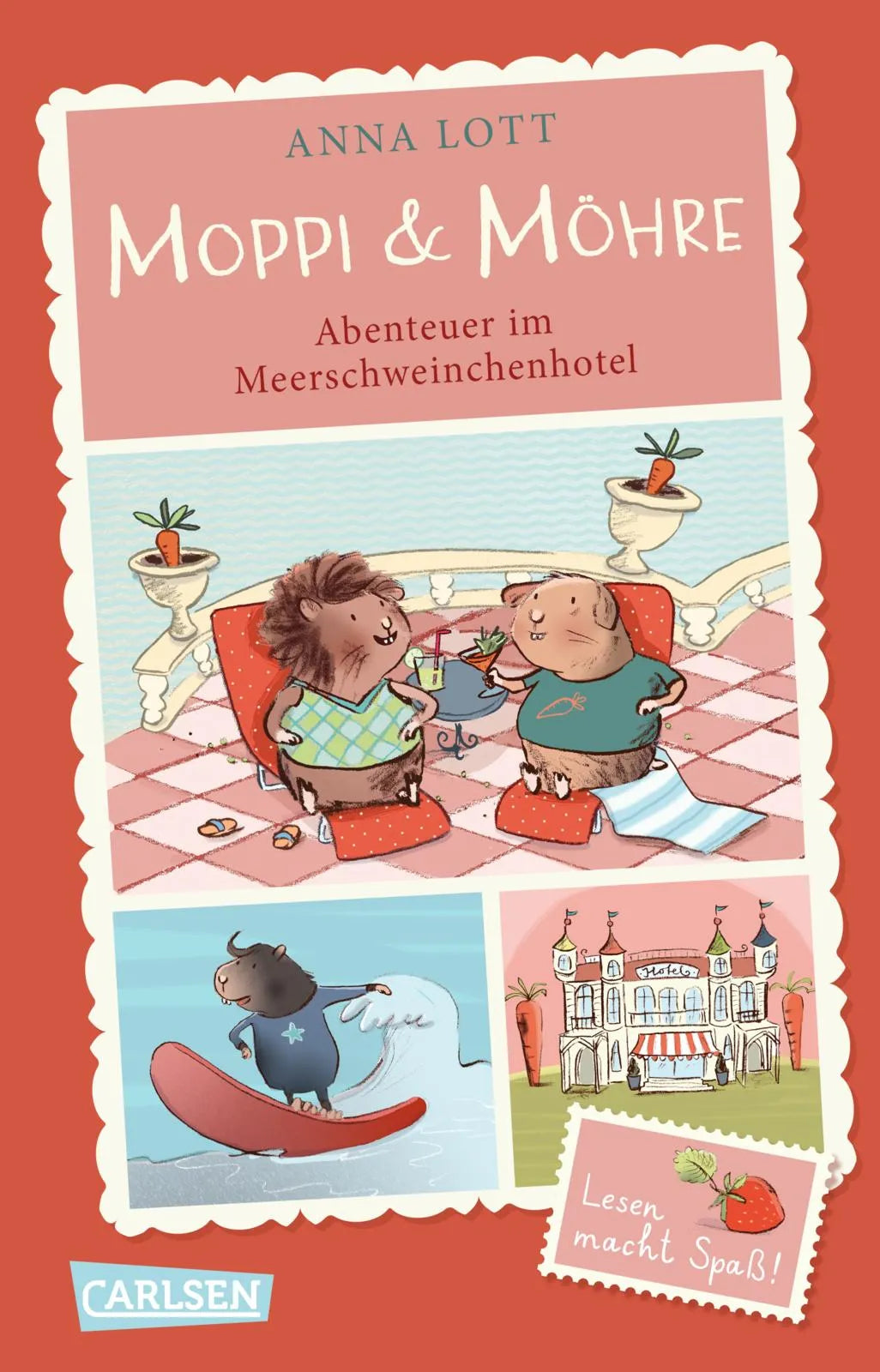 Buchcover von 'Moppi und Möhre - Abenteuer im Meerschweinchenhotel' - Taschenbuch von Anna Lott