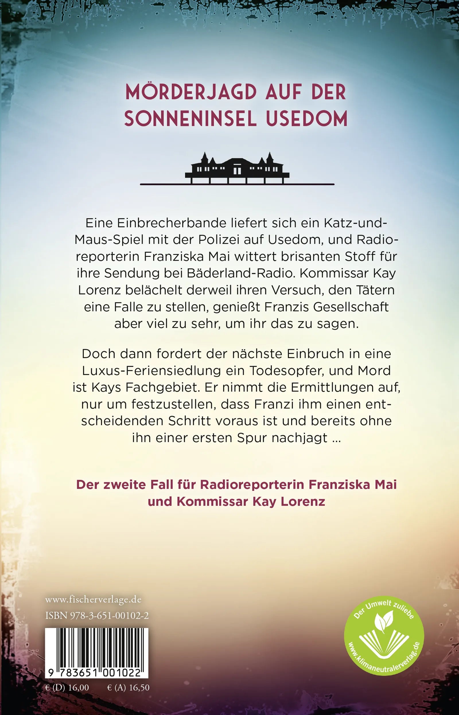 Buchrückseite von 'Mord am Haff' mit Klappentext - Paperback