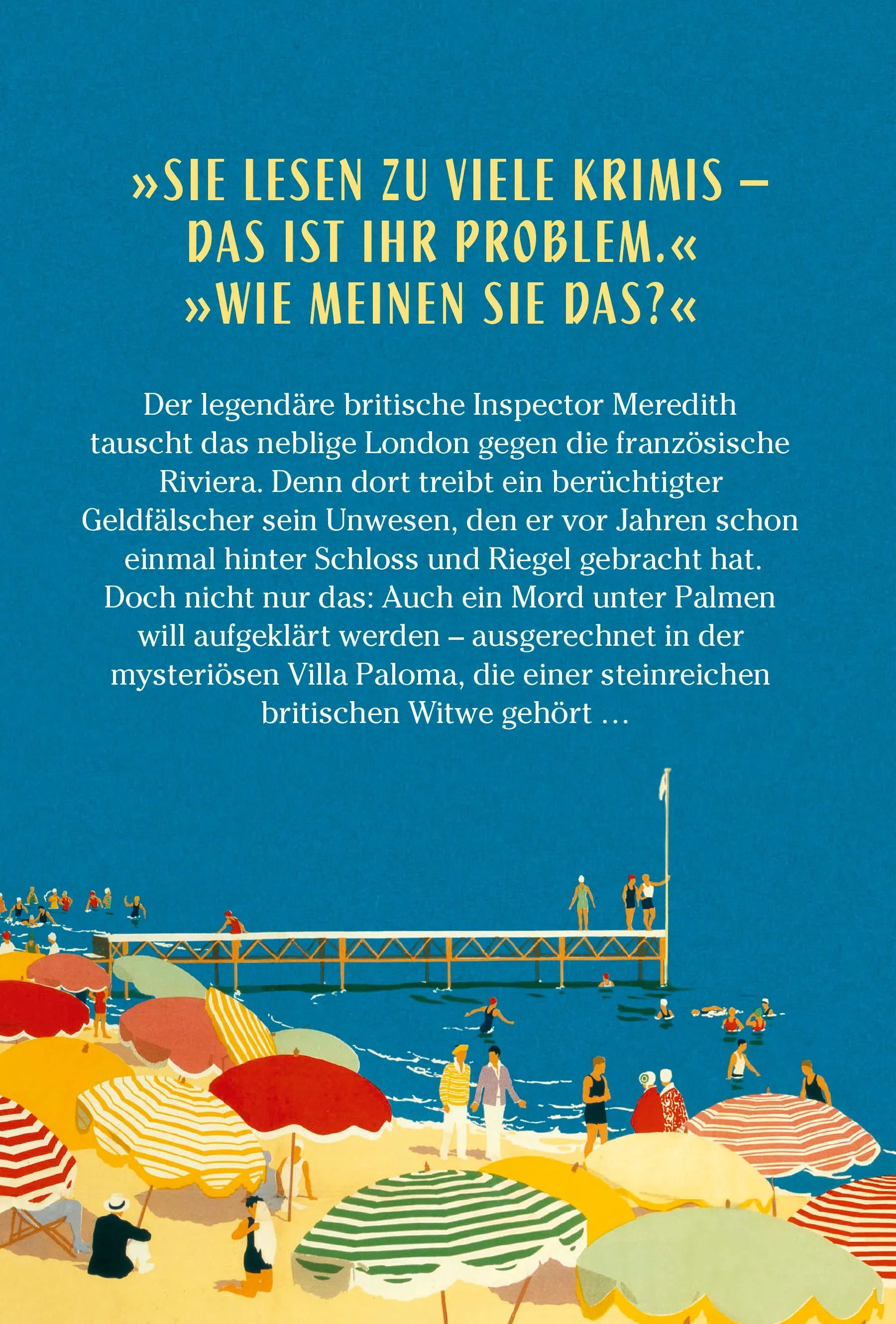 Buchrückseite von 'Mord an der Riviera' mit Klappentext - Gebundene Ausgabe