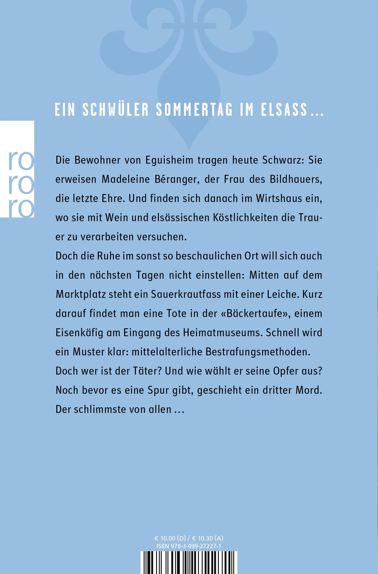 Buchrückseite von 'Mord im Elsass' mit Klappentext - Taschenbuch