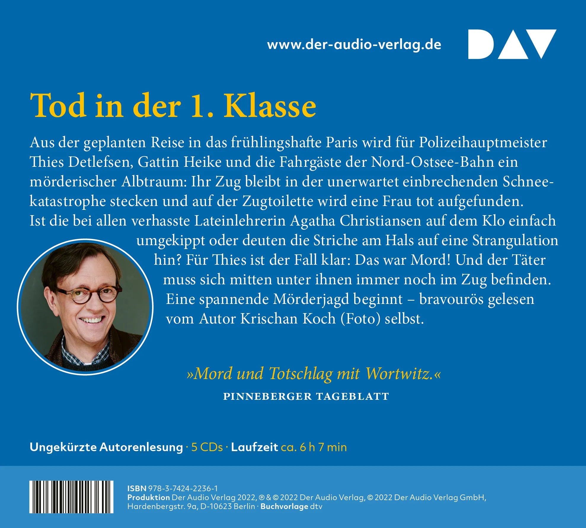 Buchrückseite von 'Mord im Nord-Ostsee-Express. Ein Küstenkrimi' mit Klappentext - Hörbuch (CD)