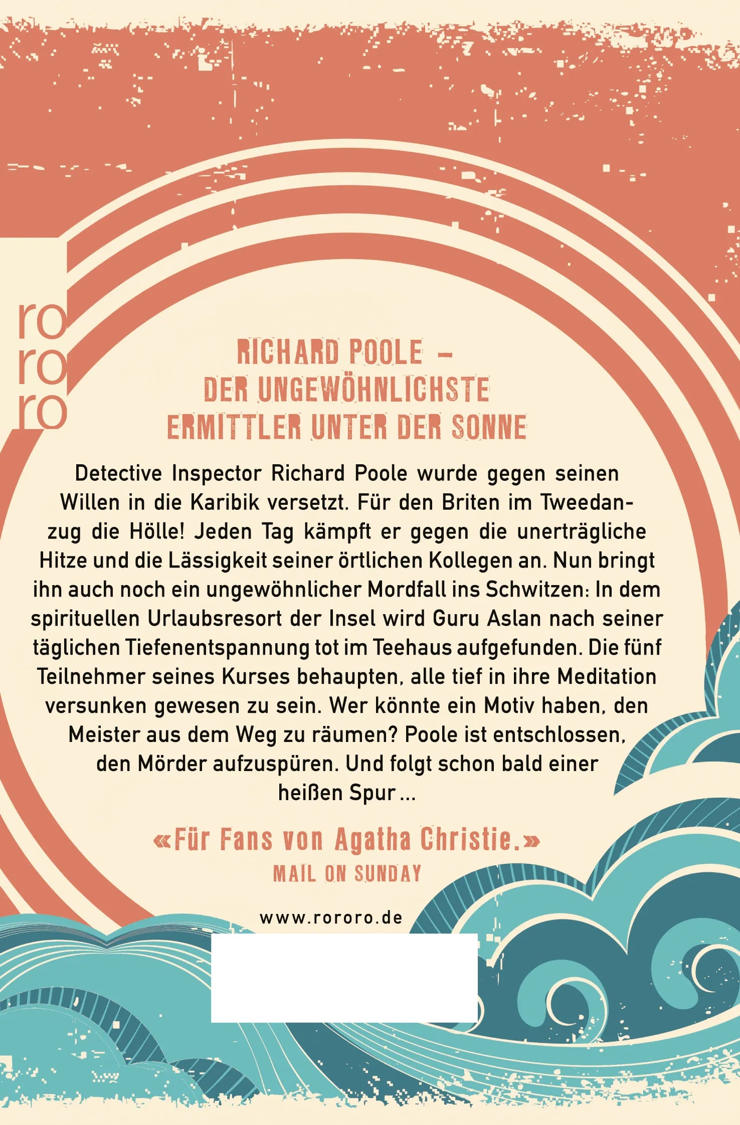 Buchrückseite von 'Mord im Paradies' mit Klappentext - Taschenbuch