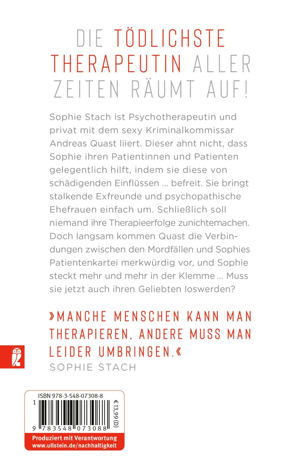 Buchrückseite von 'Mordscoach. Die Therapie geht weiter' mit Klappentext - Taschenbuch