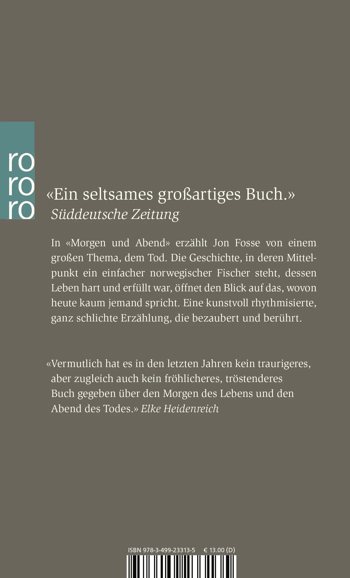 Buchrückseite von 'Morgen und Abend' mit Klappentext - Taschenbuch