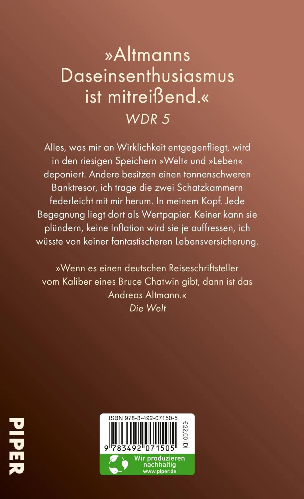 Buchrückseite von 'Morning has broken' mit Klappentext - Gebundene Ausgabe