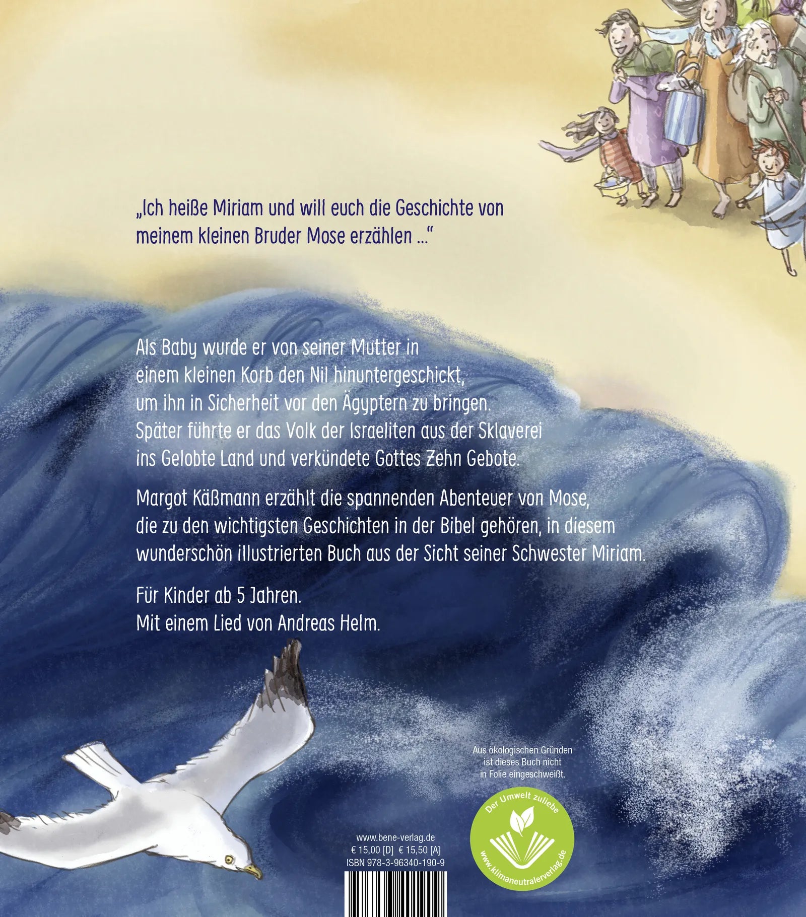 Buchrückseite von 'Mose und das Abenteuer in der Wüste' mit Klappentext - Gebundene Ausgabe
