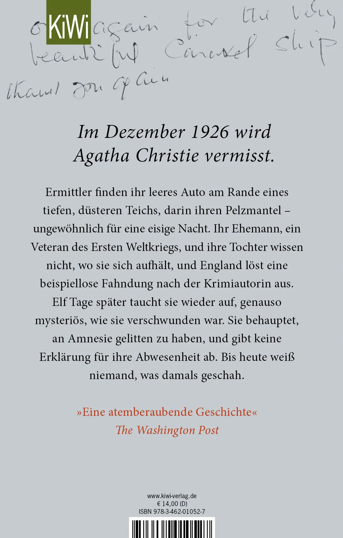 Buchrückseite von 'Mrs Agatha Christie' mit Klappentext - Gebundene Ausgabe
