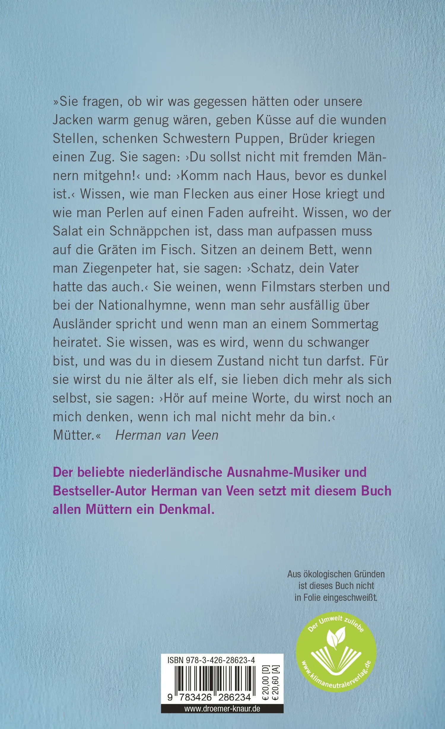 Buchrückseite von 'Mütter' mit Klappentext - Gebundene Ausgabe