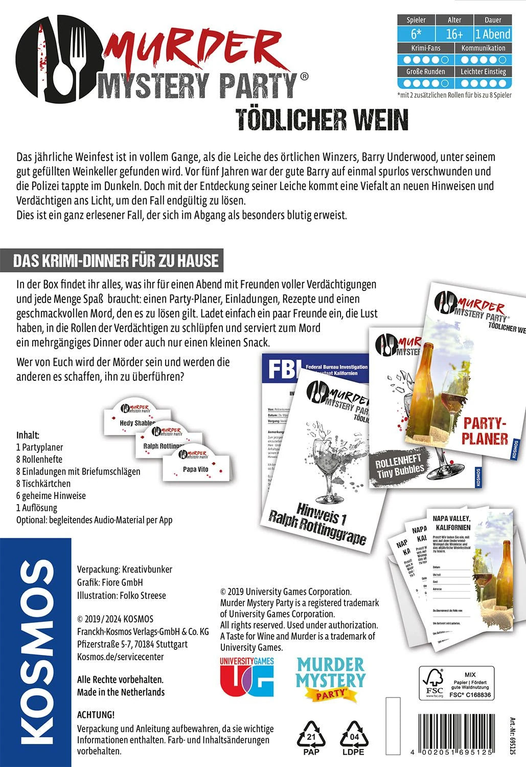 Murder Mystery Party Tödlicher Wein – Ansicht