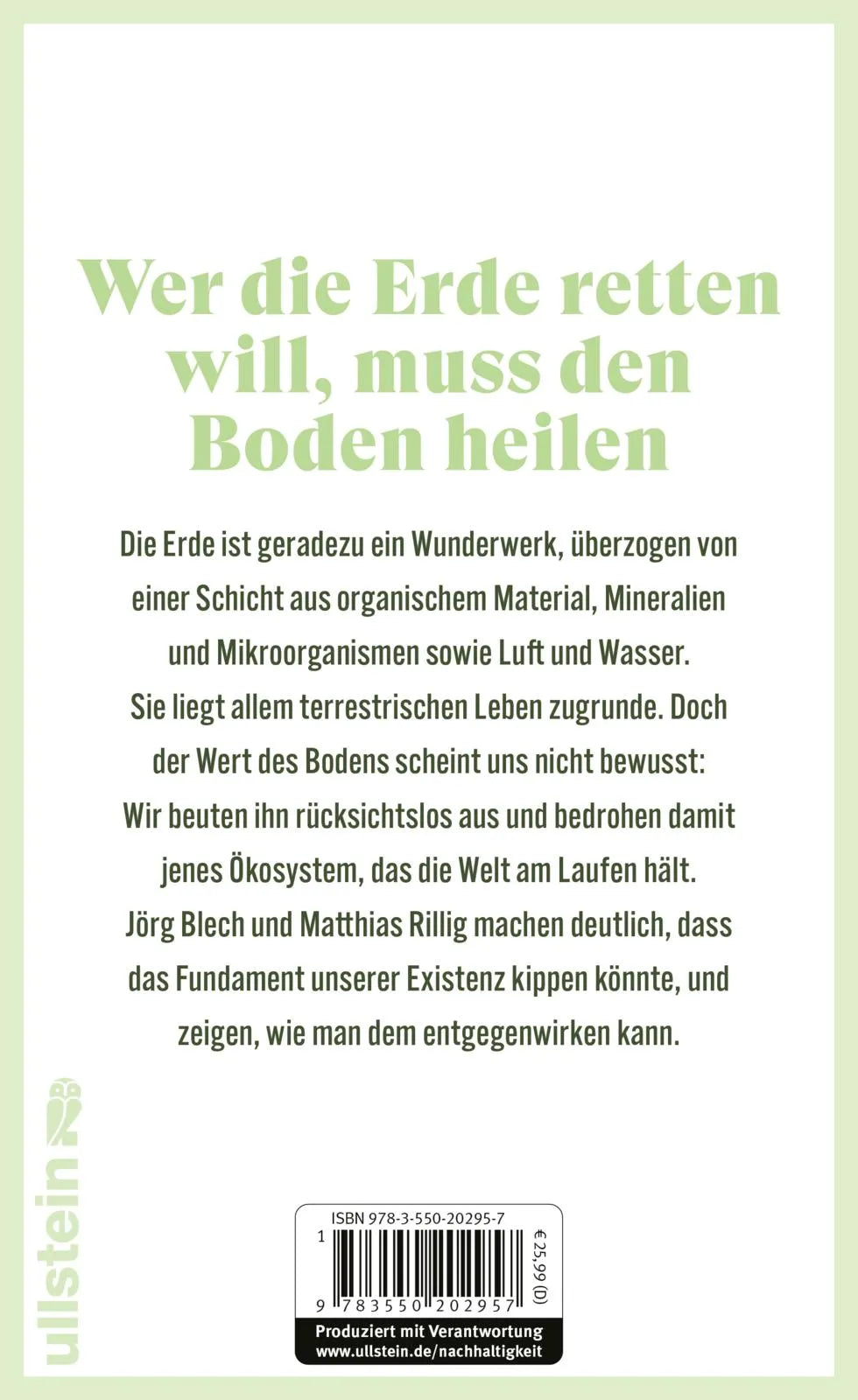 Buchrückseite von 'Mutter Erde' mit Klappentext - Gebundene Ausgabe