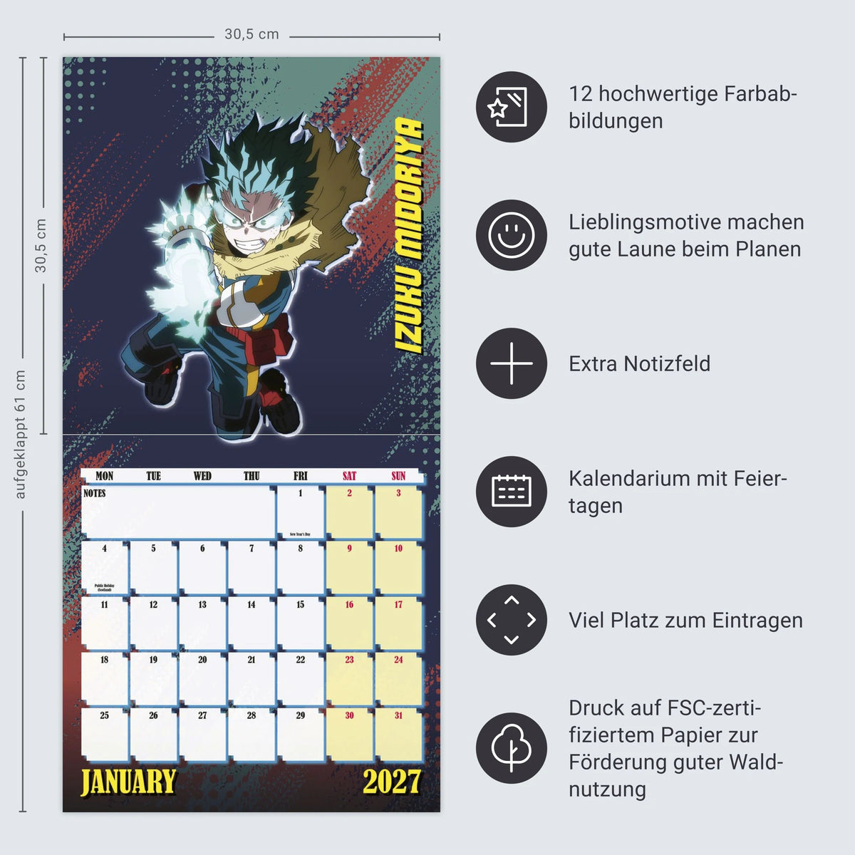My Hero Academia Broschurkalender 2027 – Ansicht
