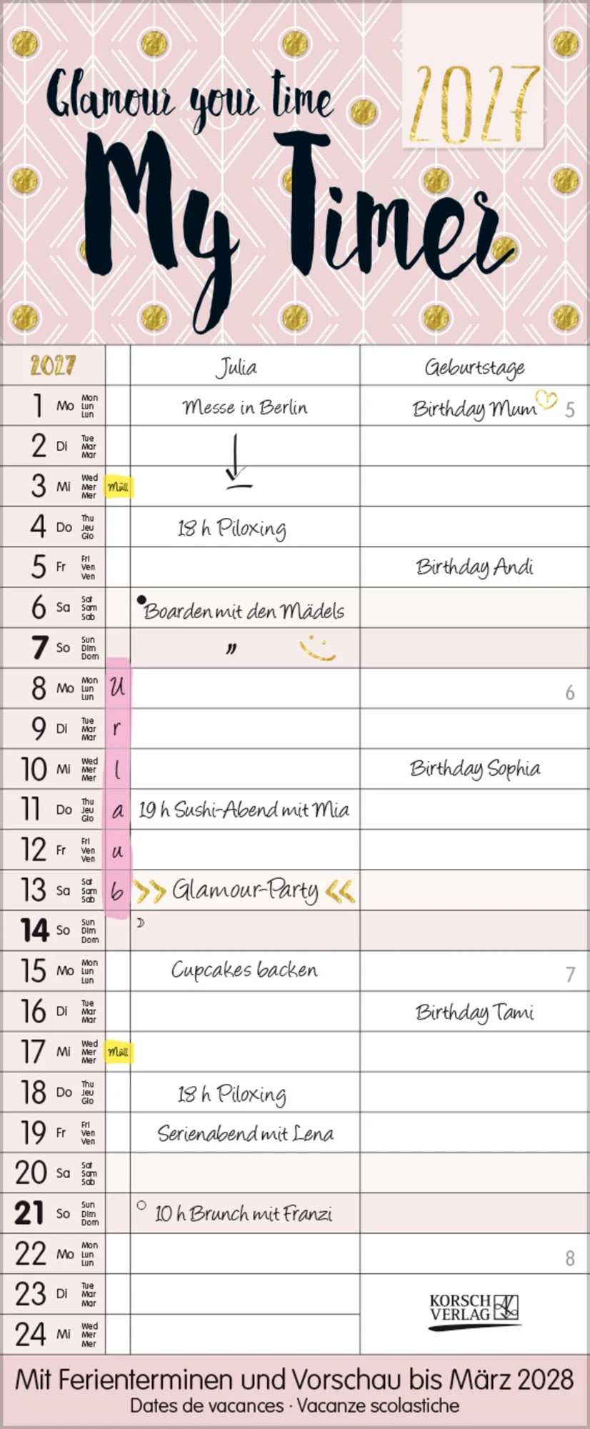 Taschenkalender: My Timer - Glamour your Time 2027