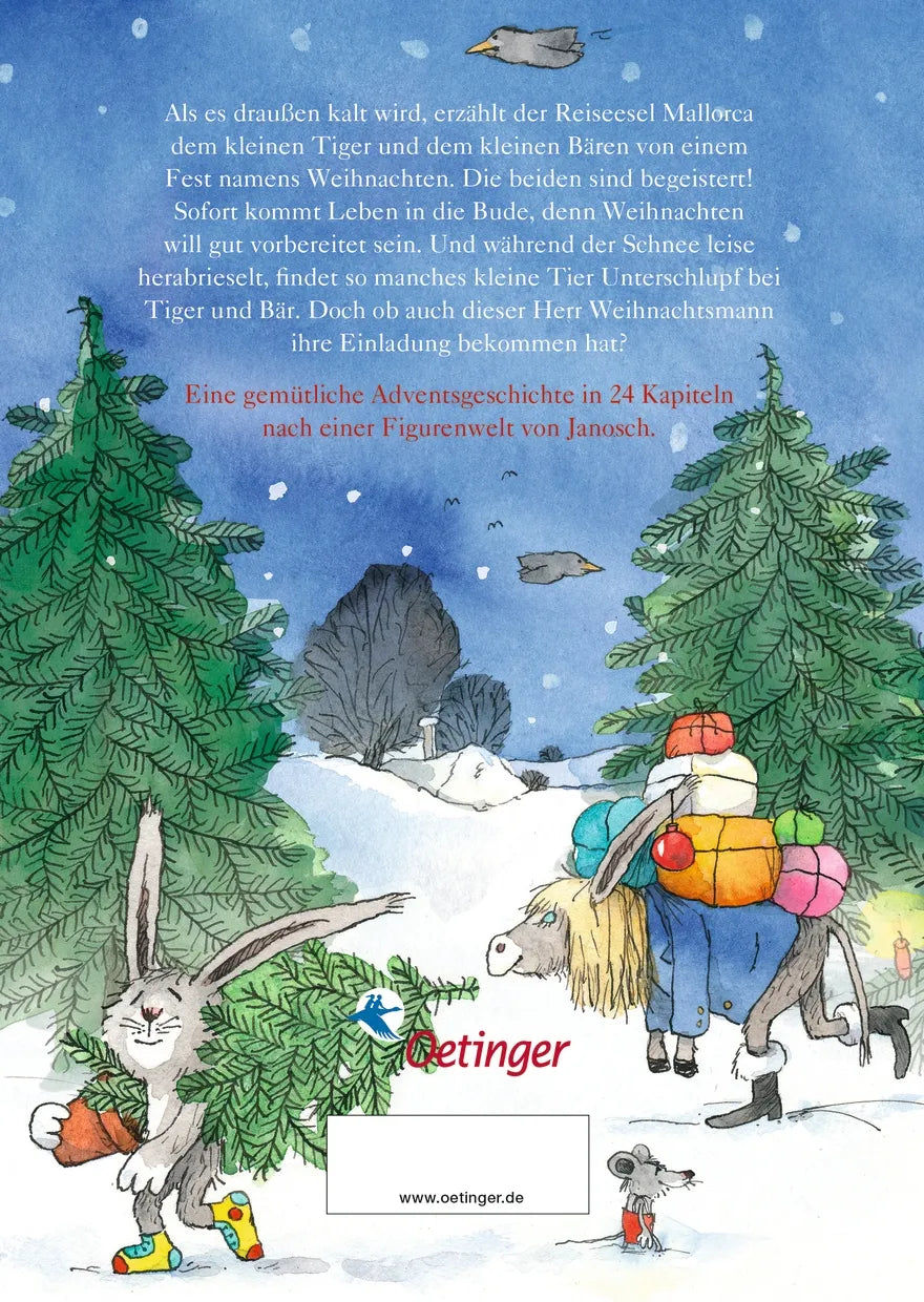 Buchrückseite von 'Nach einer Figurenwelt von Janosch. Tiger und Bär, es weihnachtet sehr!' mit Klappentext - Gebundene Ausgabe
