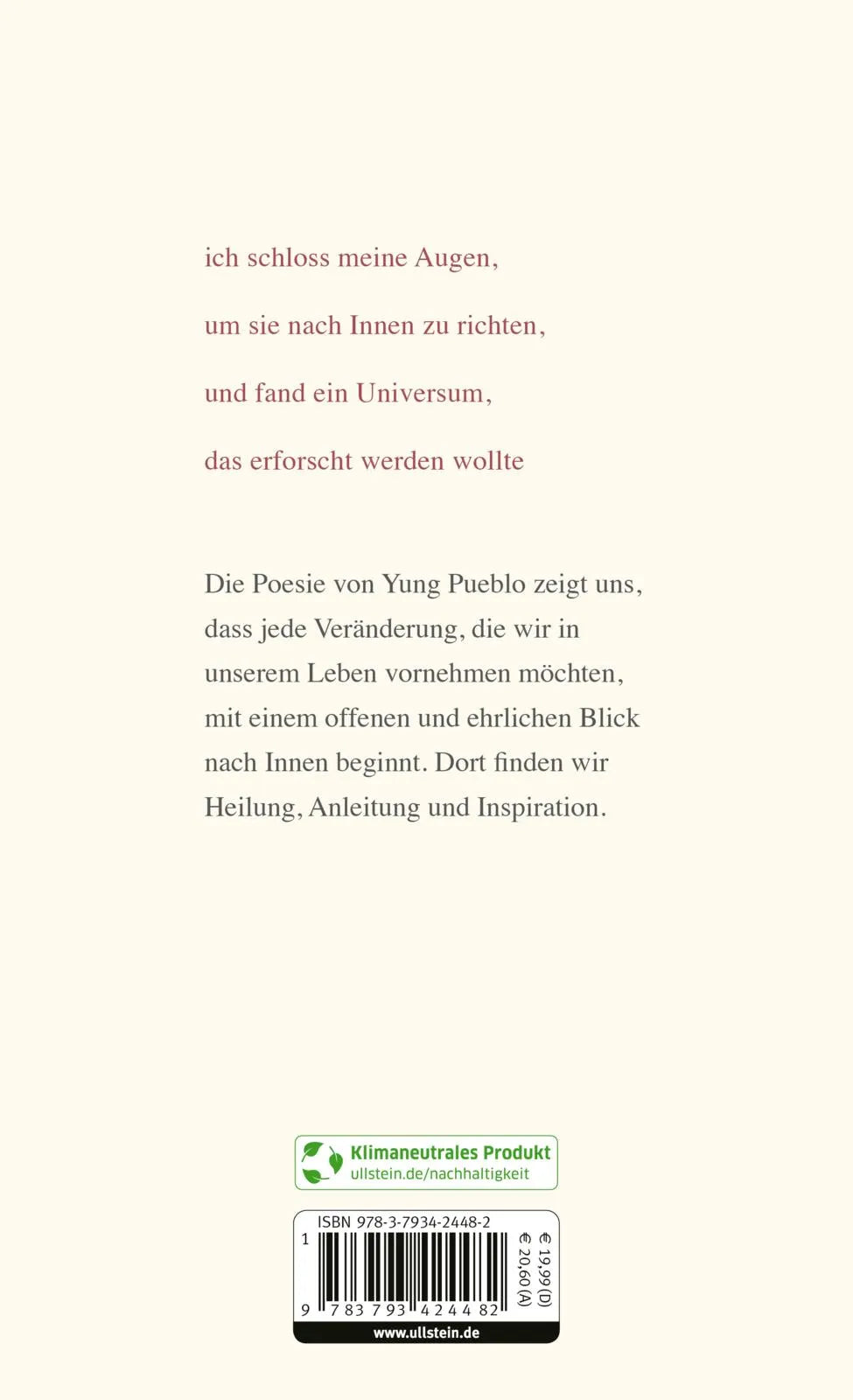 Buchrückseite von 'Nach Innen' mit Klappentext - Paperback