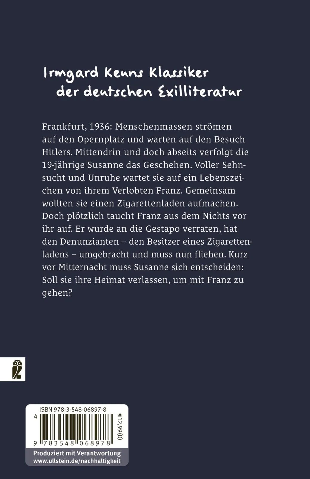 Buchrückseite von 'Nach Mitternacht' mit Klappentext - Taschenbuch