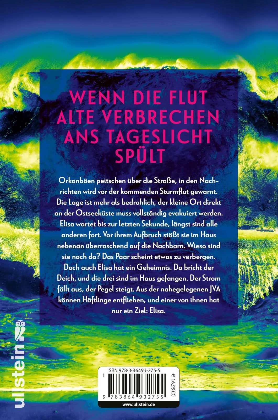 Buchrückseite von 'Nachtflut' mit Klappentext - Paperback
