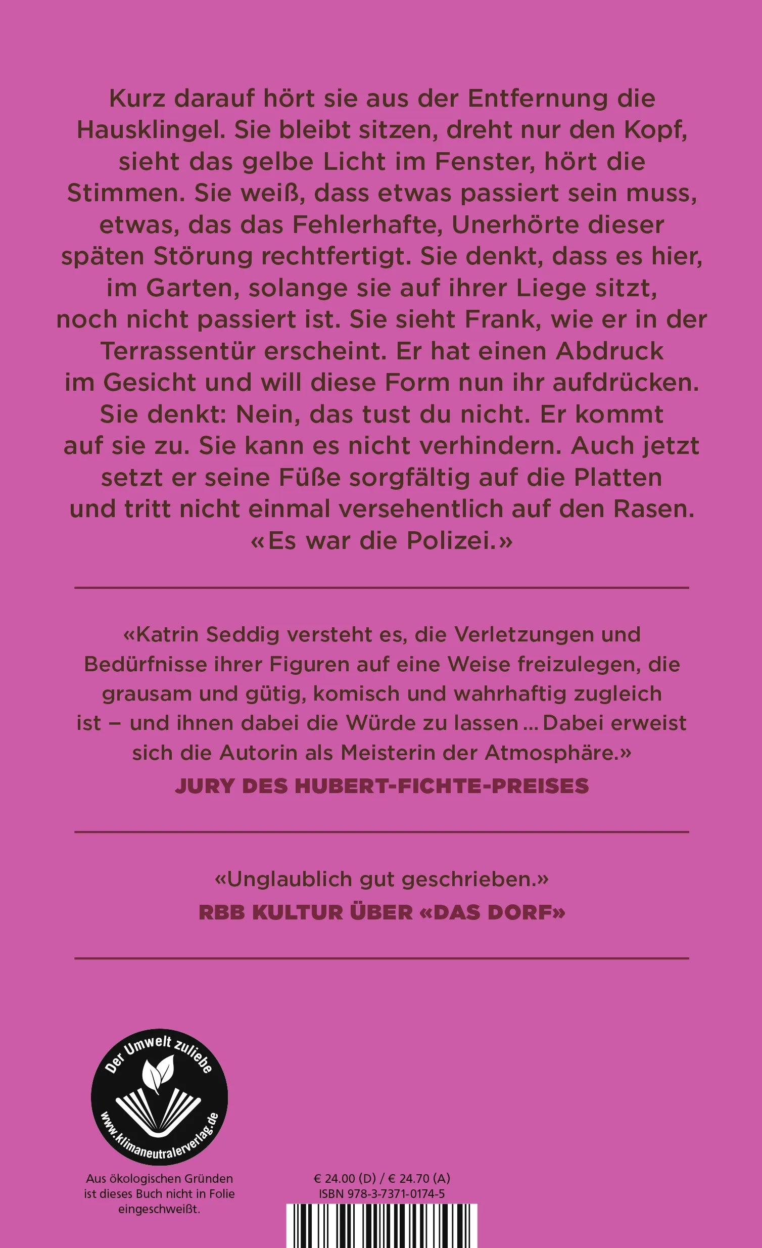 Buchrückseite von 'Nadine' mit Klappentext - Gebundene Ausgabe