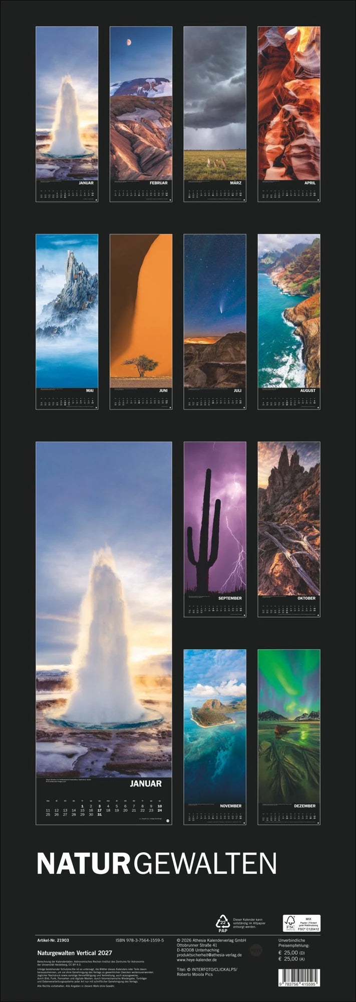 Naturgewalten Vertical Kalender 2027 – Ansicht
