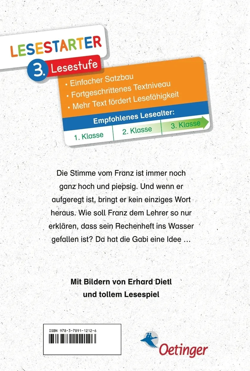 Buchrückseite von 'Neue Schulgeschichten vom Franz' mit Klappentext - Gebundene Ausgabe