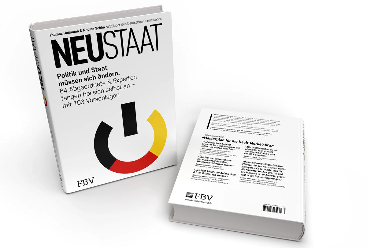Buchrückseite von 'NEUSTAAT' mit Klappentext - Gebundene Ausgabe