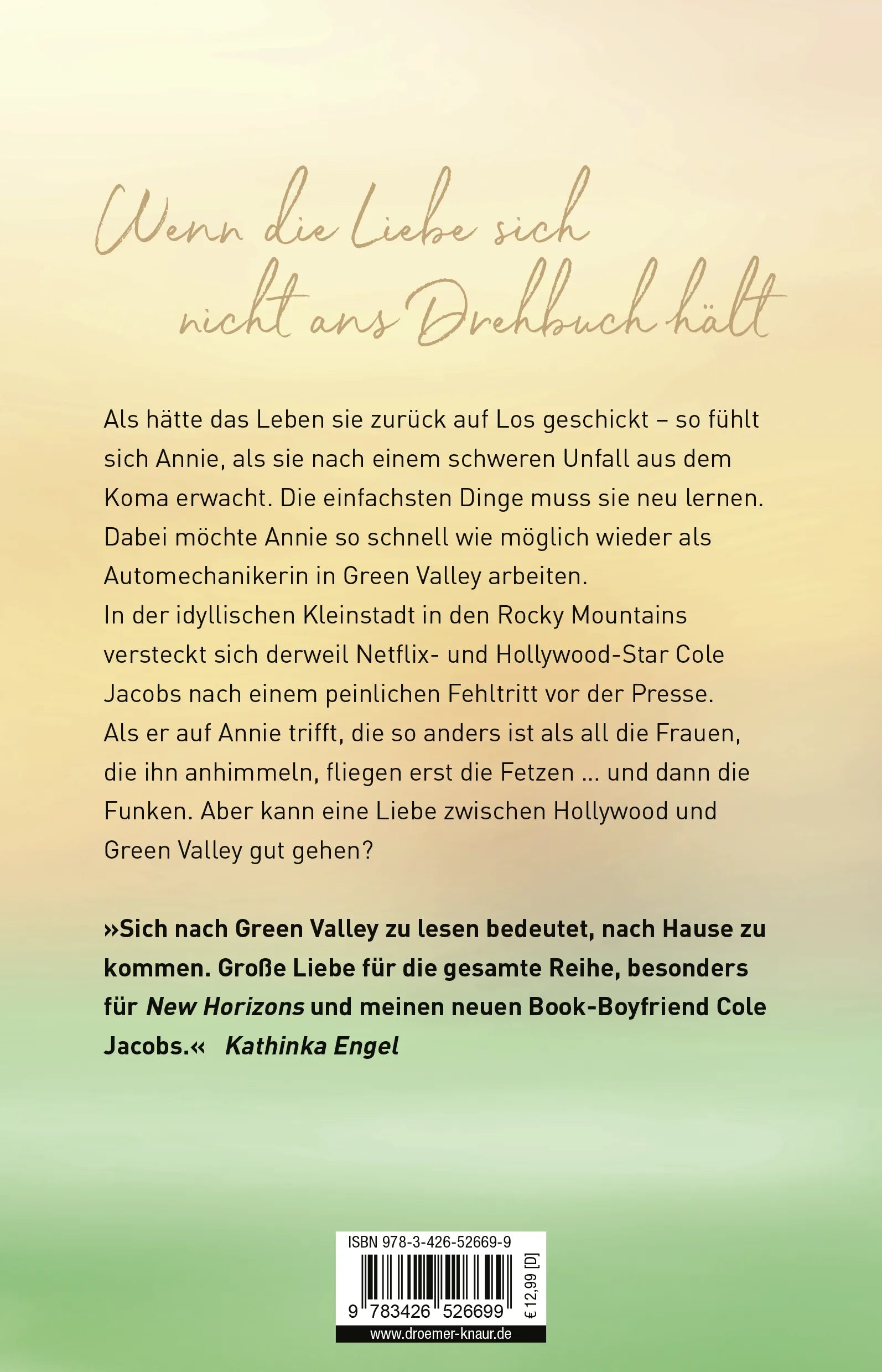 Buchrückseite von 'New Horizons' mit Klappentext - Paperback