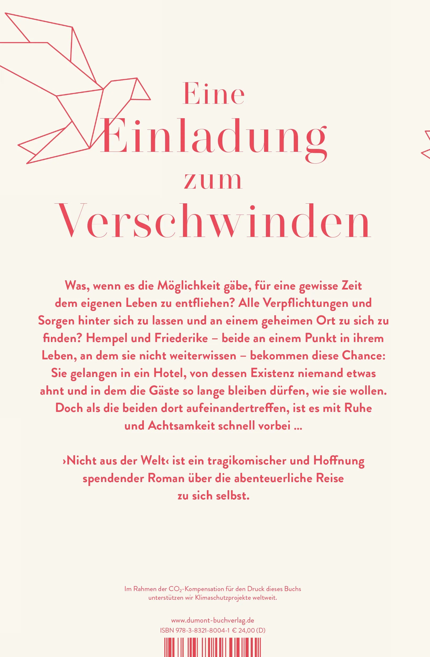 Buchrückseite von 'Nicht aus der Welt' mit Klappentext - Gebundene Ausgabe
