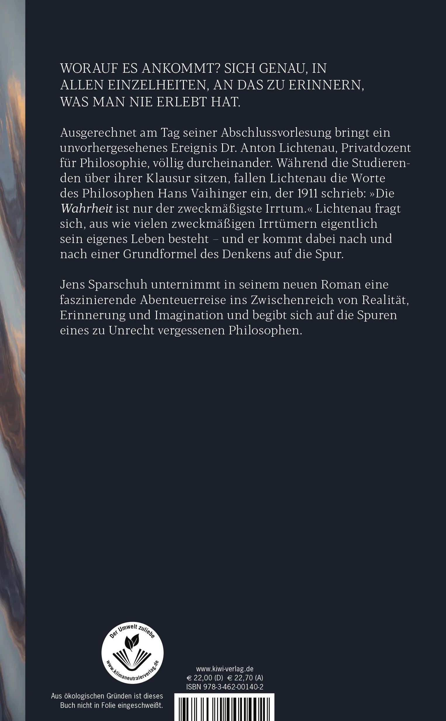 Buchrückseite von 'Nicht wirklich' mit Klappentext - Gebundene Ausgabe