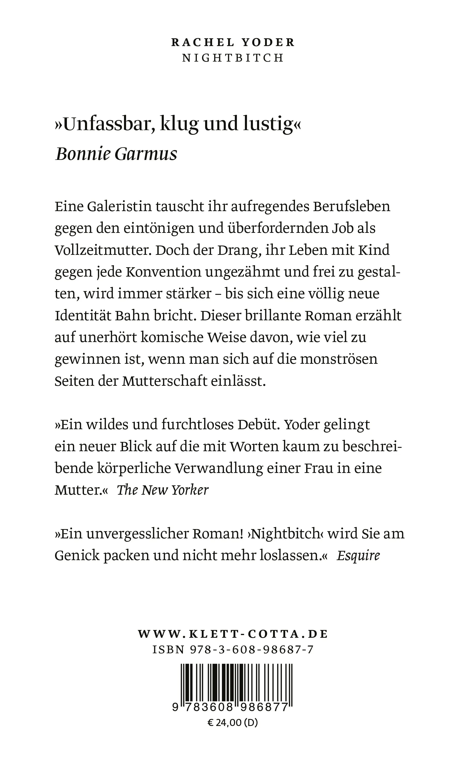 Buchrückseite von 'Nightbitch' mit Klappentext - Gebundene Ausgabe