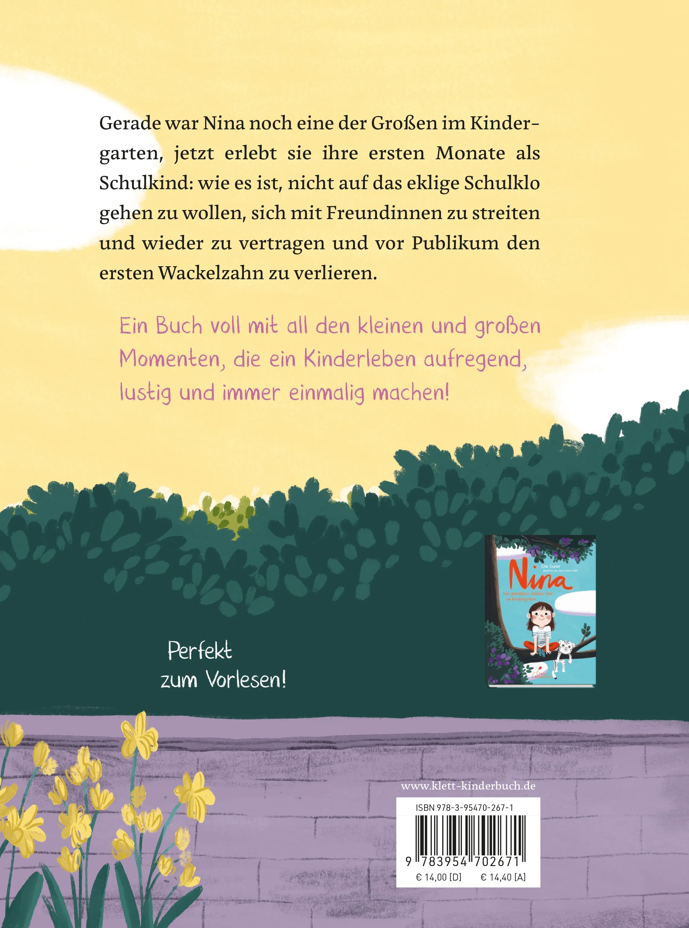 Buchrückseite von 'Nina - Endlich Schulkind! | Nina - Band 2' mit Klappentext - Gebundene Ausgabe