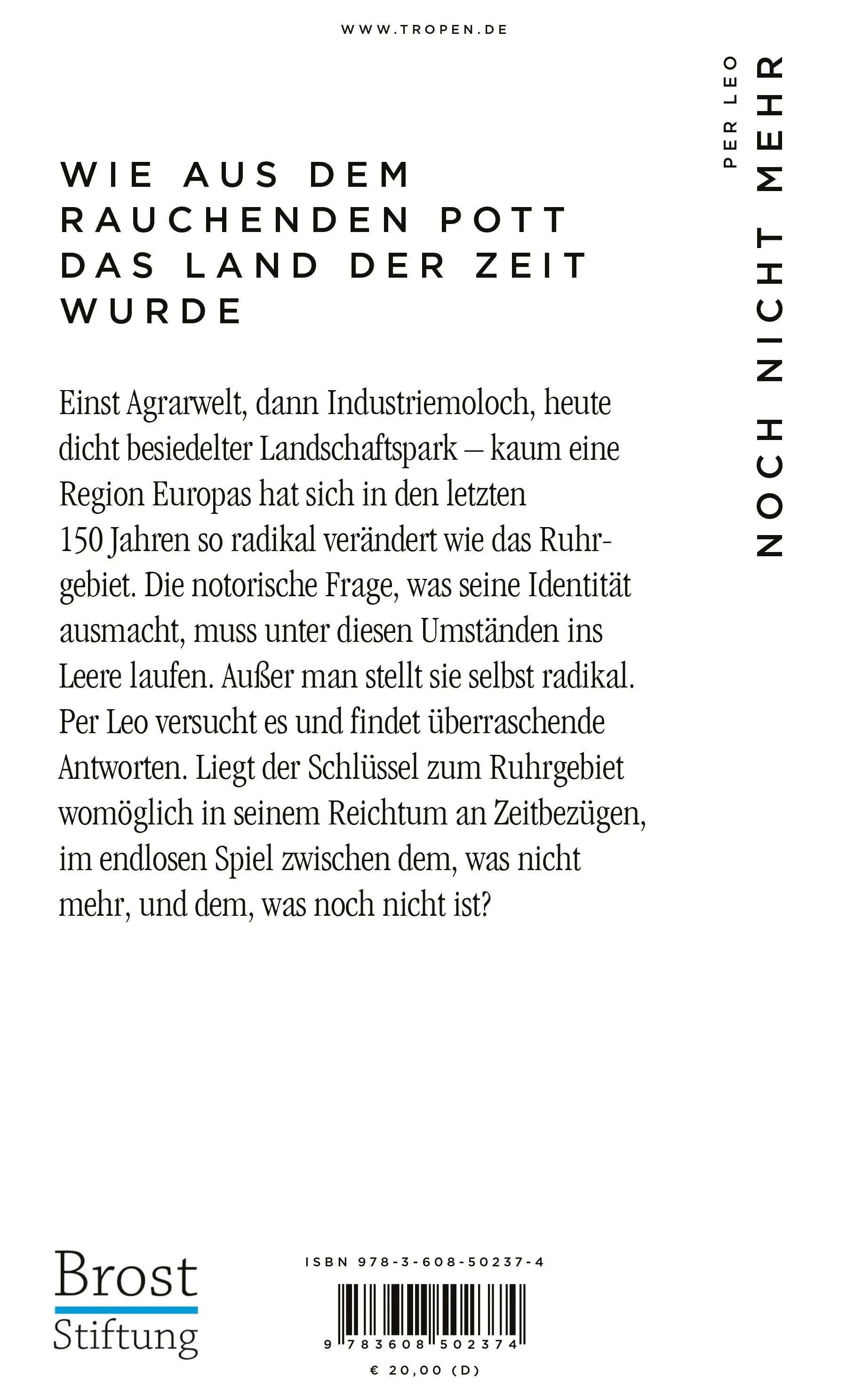 Buchrückseite von 'Noch nicht mehr' mit Klappentext - Gebundene Ausgabe