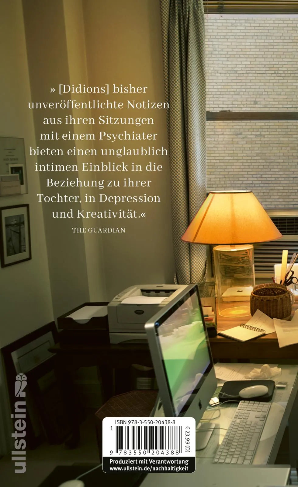 Buchrückseite von 'Notizen für John' mit Klappentext - Gebundene Ausgabe