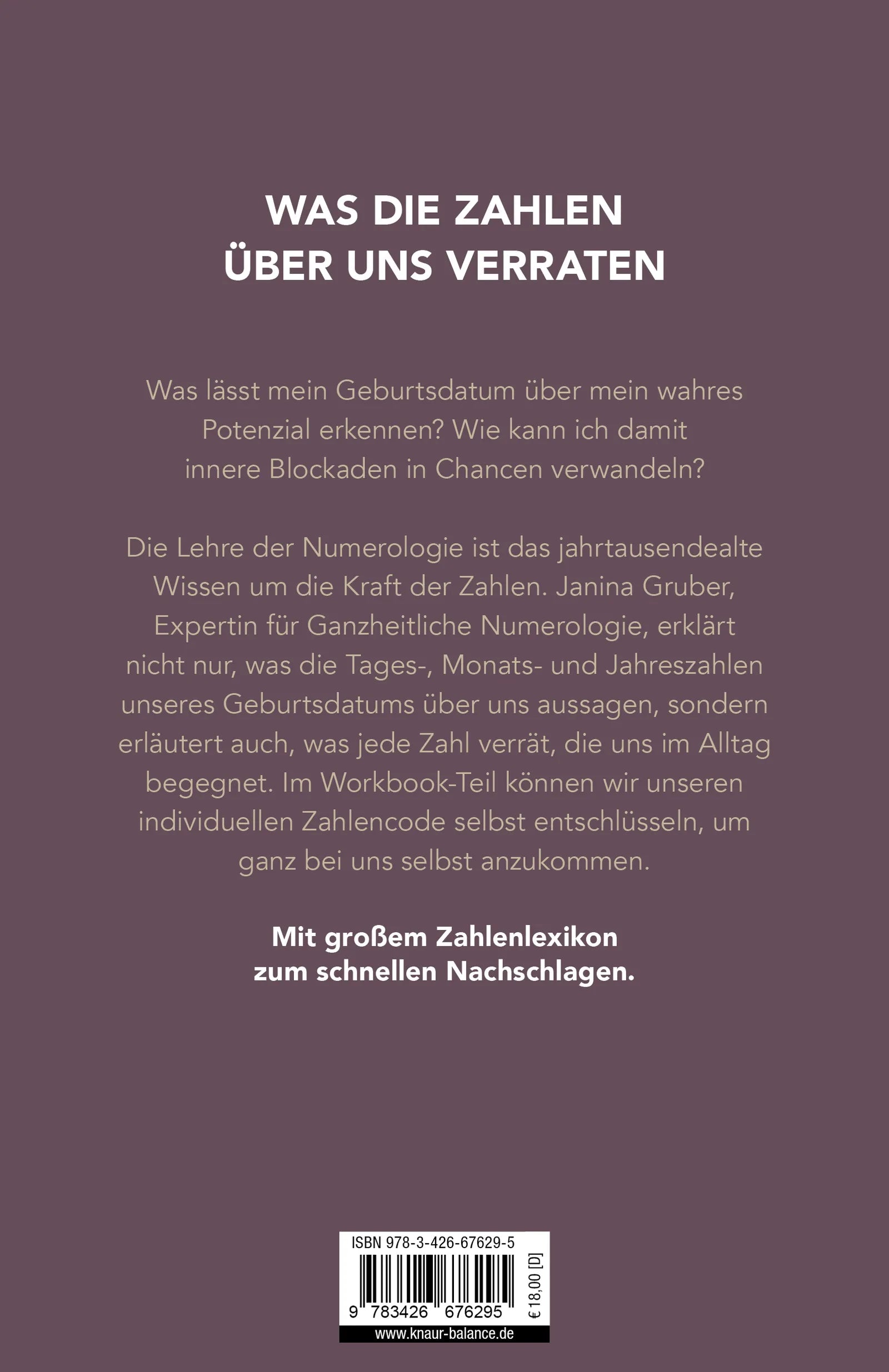Buchrückseite von 'Numerologie' mit Klappentext - Paperback
