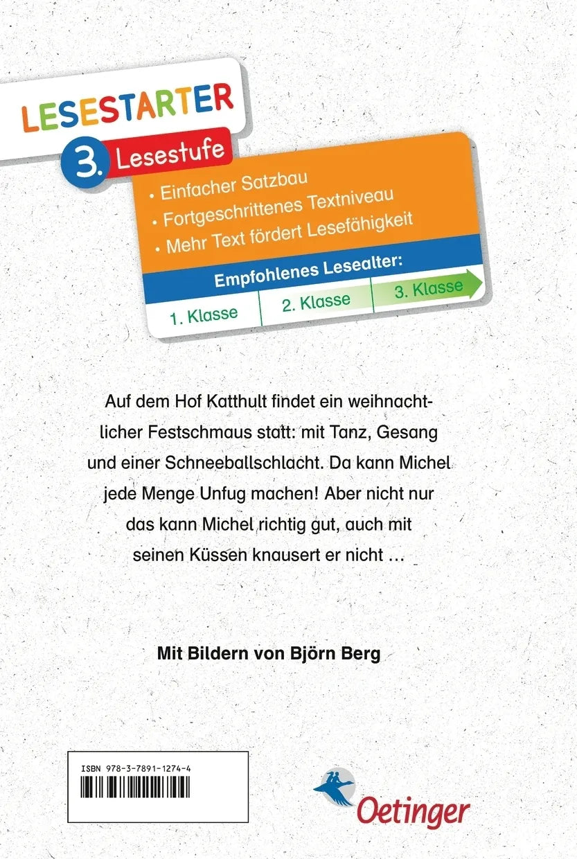 Buchrückseite von 'Nur nicht knausern, sagte Michel aus Lönneberga' mit Klappentext - Gebundene Ausgabe