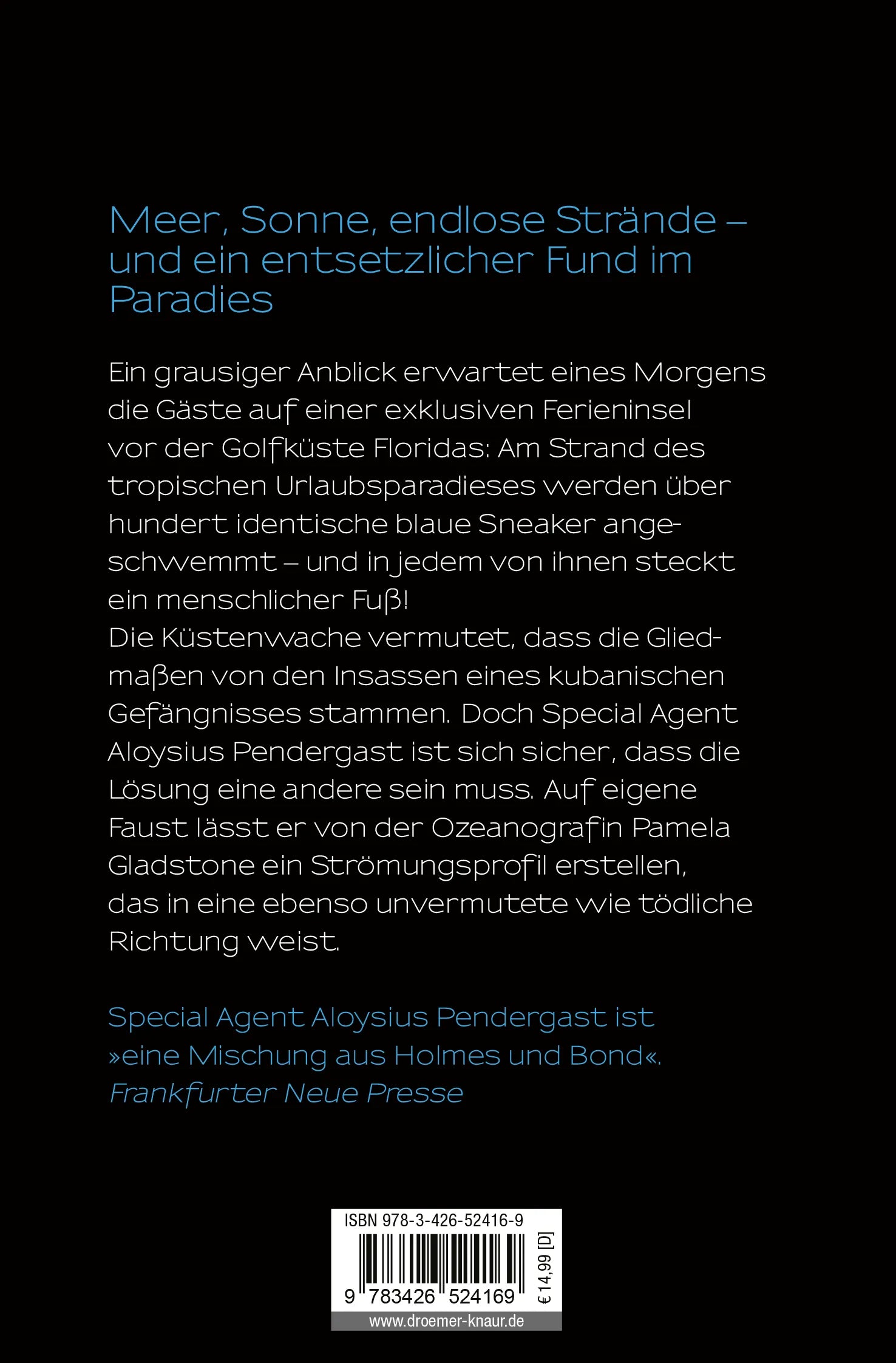 Buchrückseite von 'OCEAN - Insel des Grauens' mit Klappentext - Taschenbuch