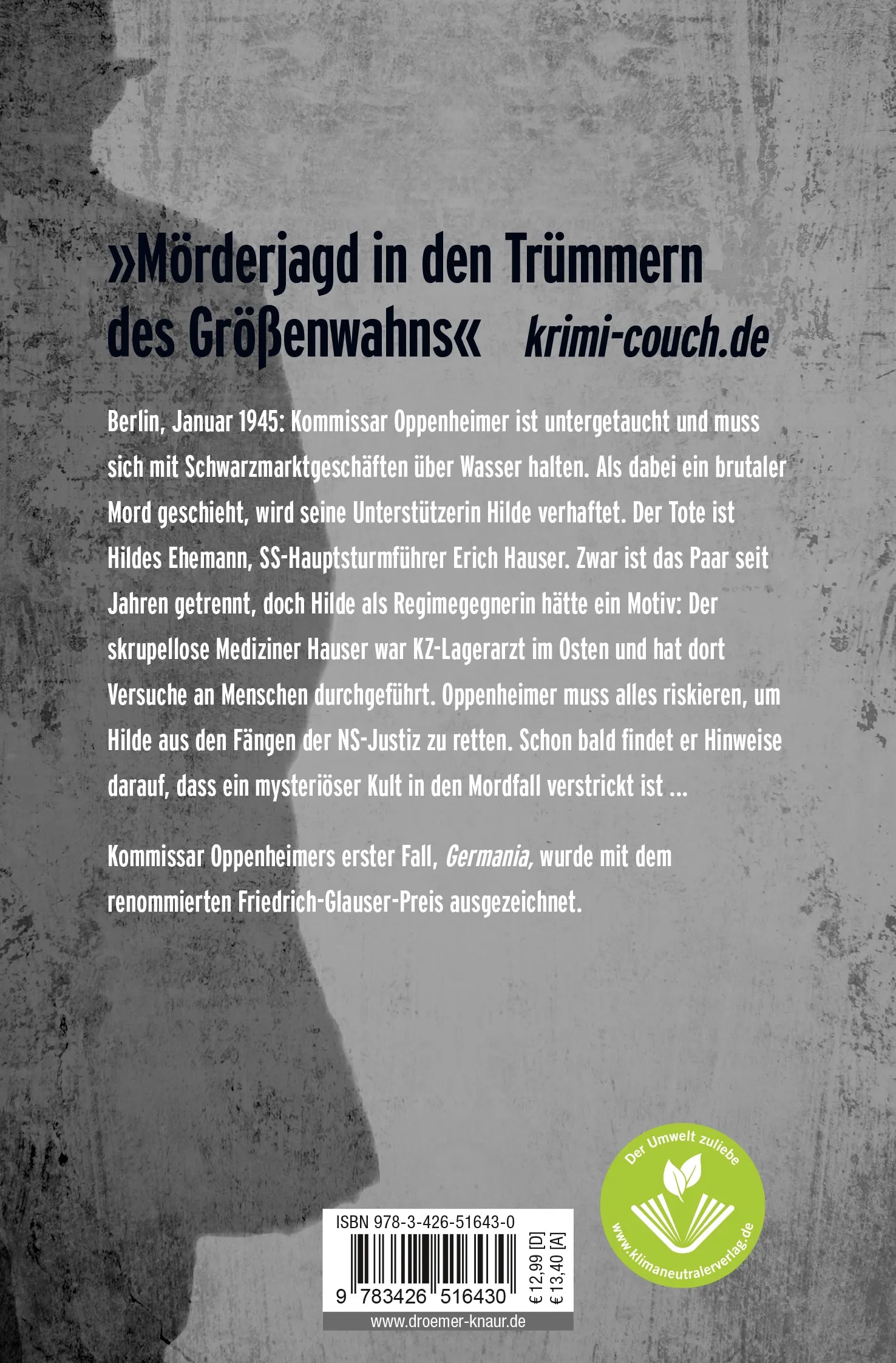 Buchrückseite von 'Odins Söhne' mit Klappentext - Taschenbuch