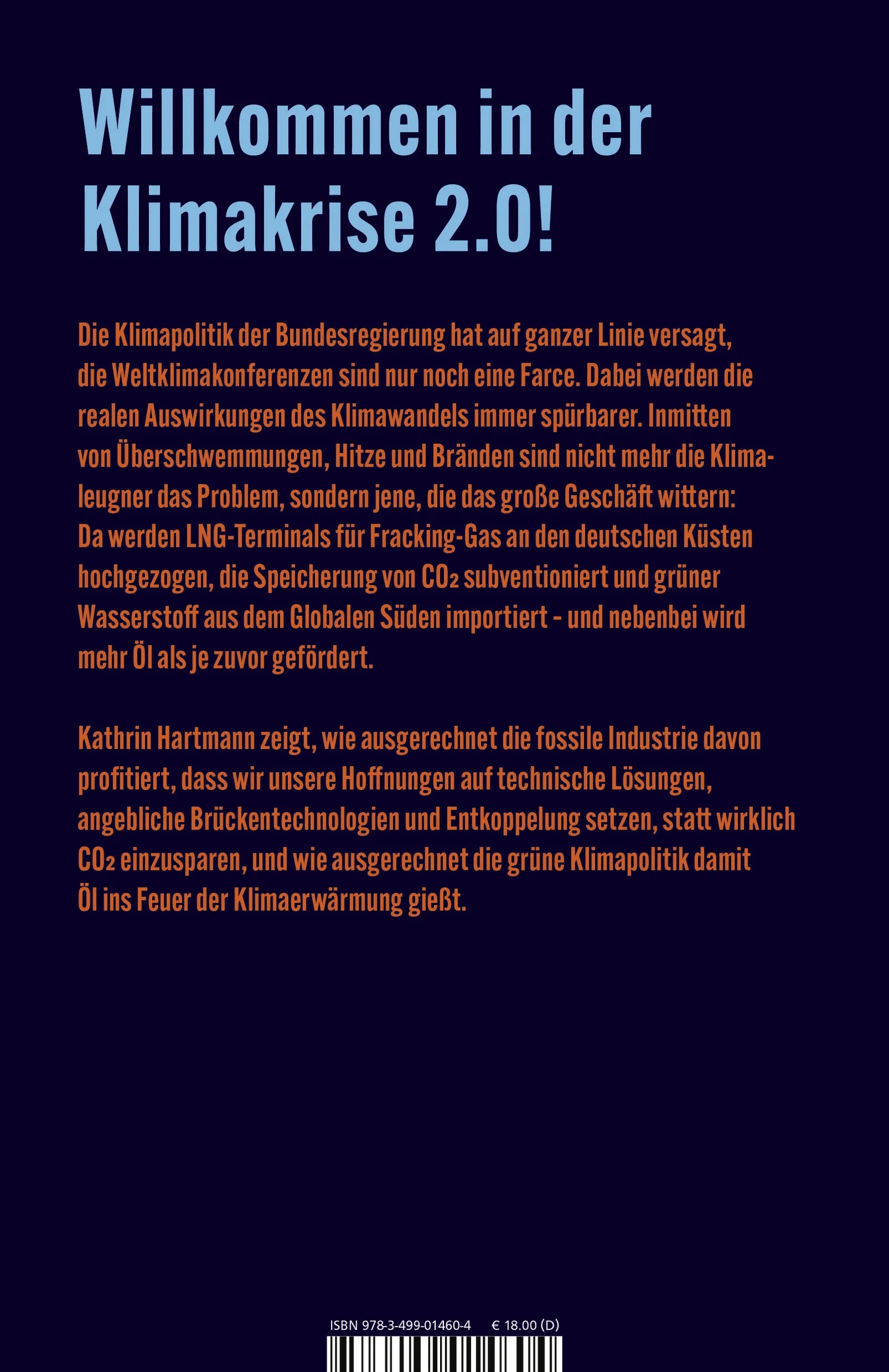 Buchrückseite von 'Öl ins Feuer' mit Klappentext - Paperback