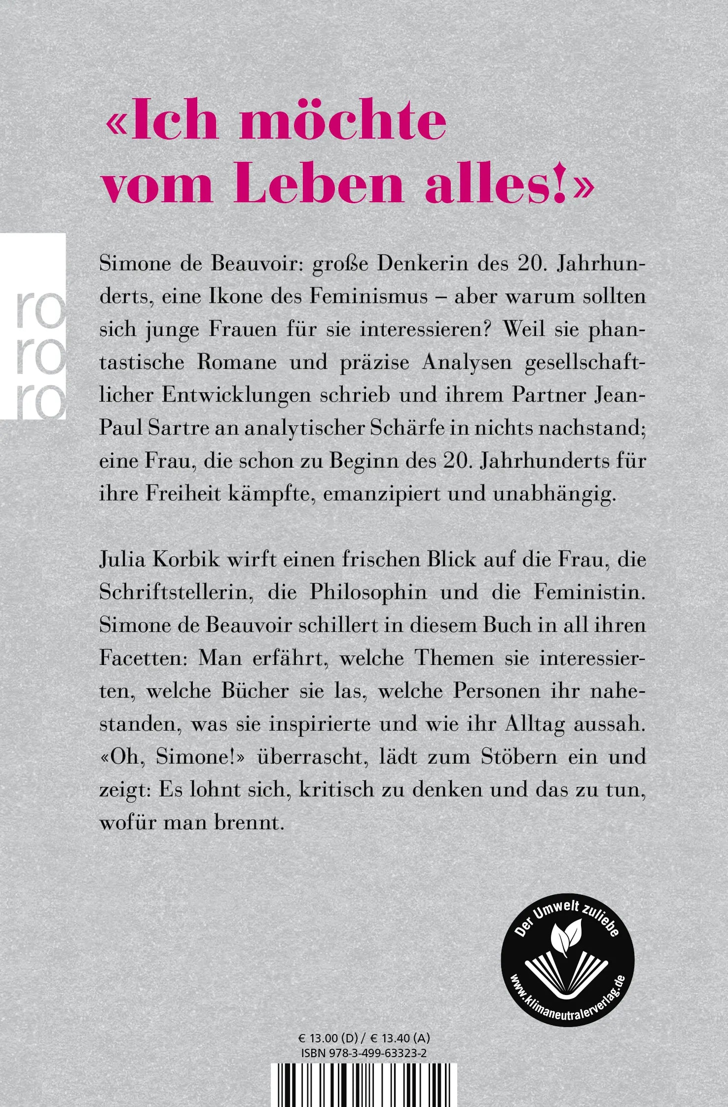 Buchrückseite von 'Oh, Simone!' mit Klappentext - Taschenbuch