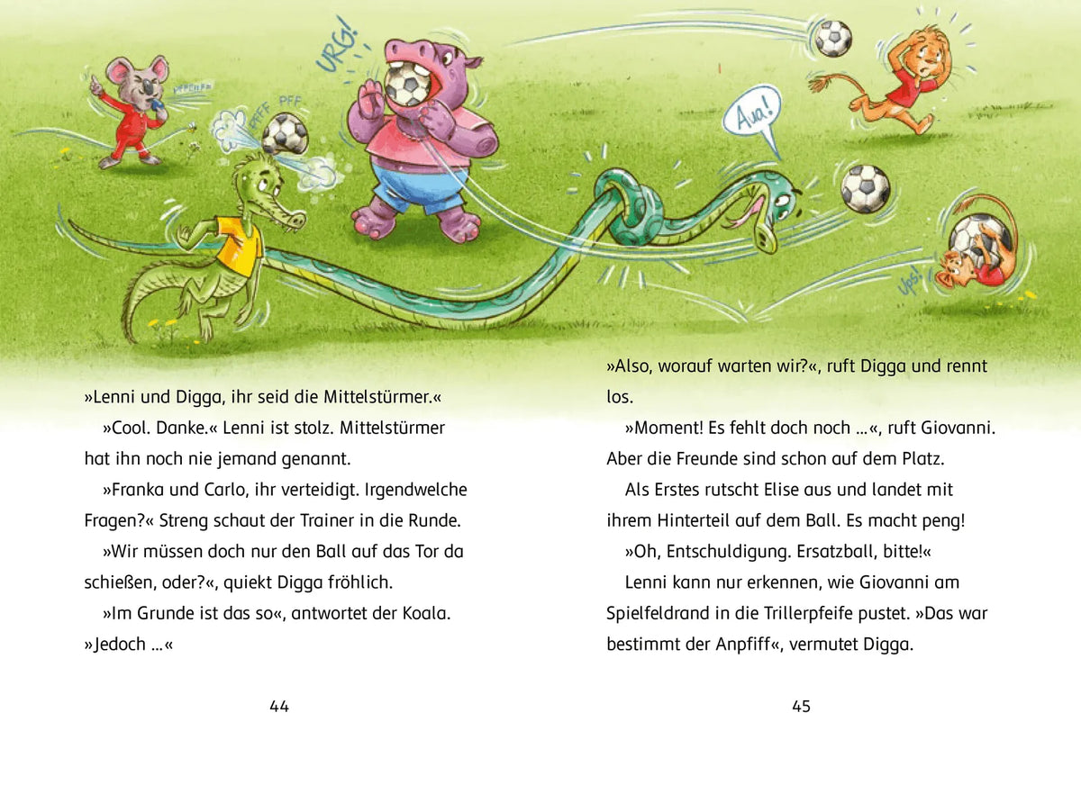 Detailansicht: Olympiade der Tiere – Gut gekickt, Löwe! (Hardcover)