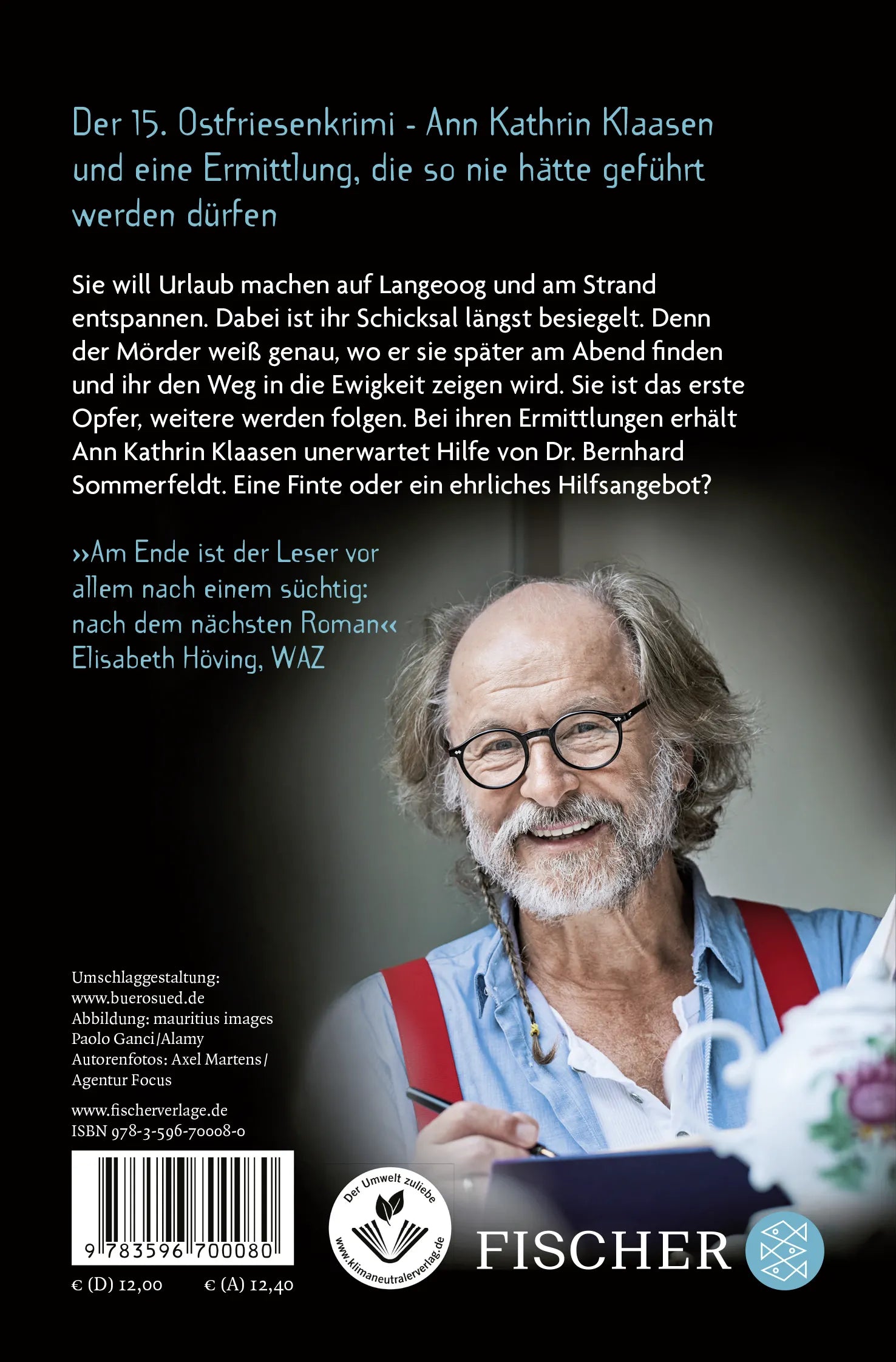 Buchrückseite von 'Ostfriesenzorn' mit Klappentext - Taschenbuch