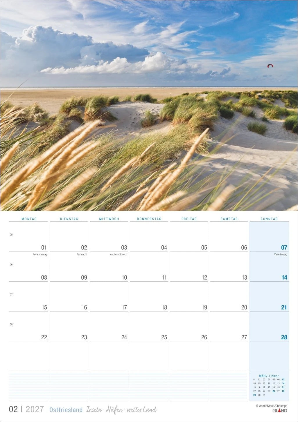Ostfriesland Kalender 2027 - Inseln · Häfen · weites Land – Ansicht