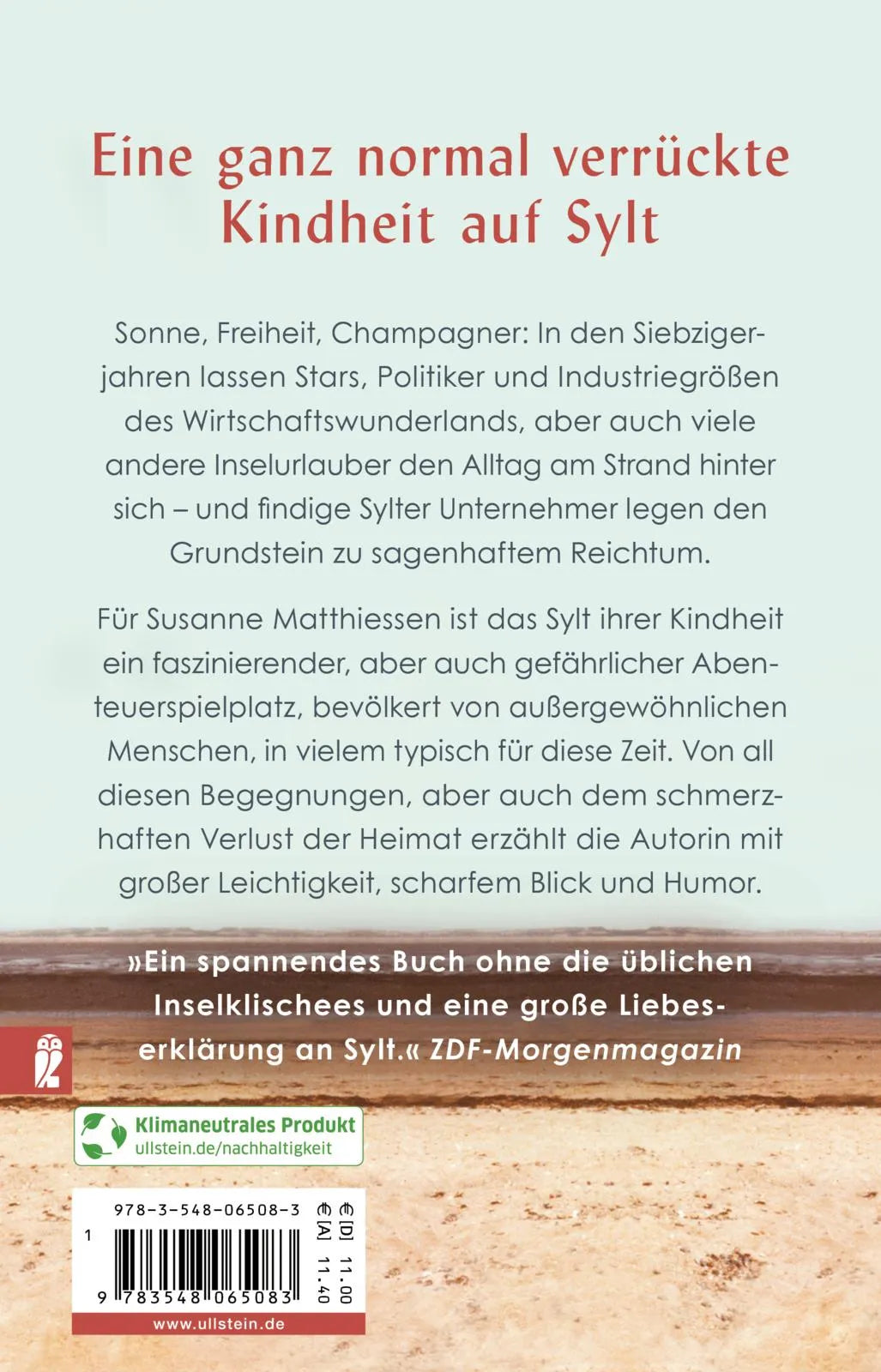 Buchrückseite von 'Ozelot und Friesennerz' mit Klappentext - Taschenbuch