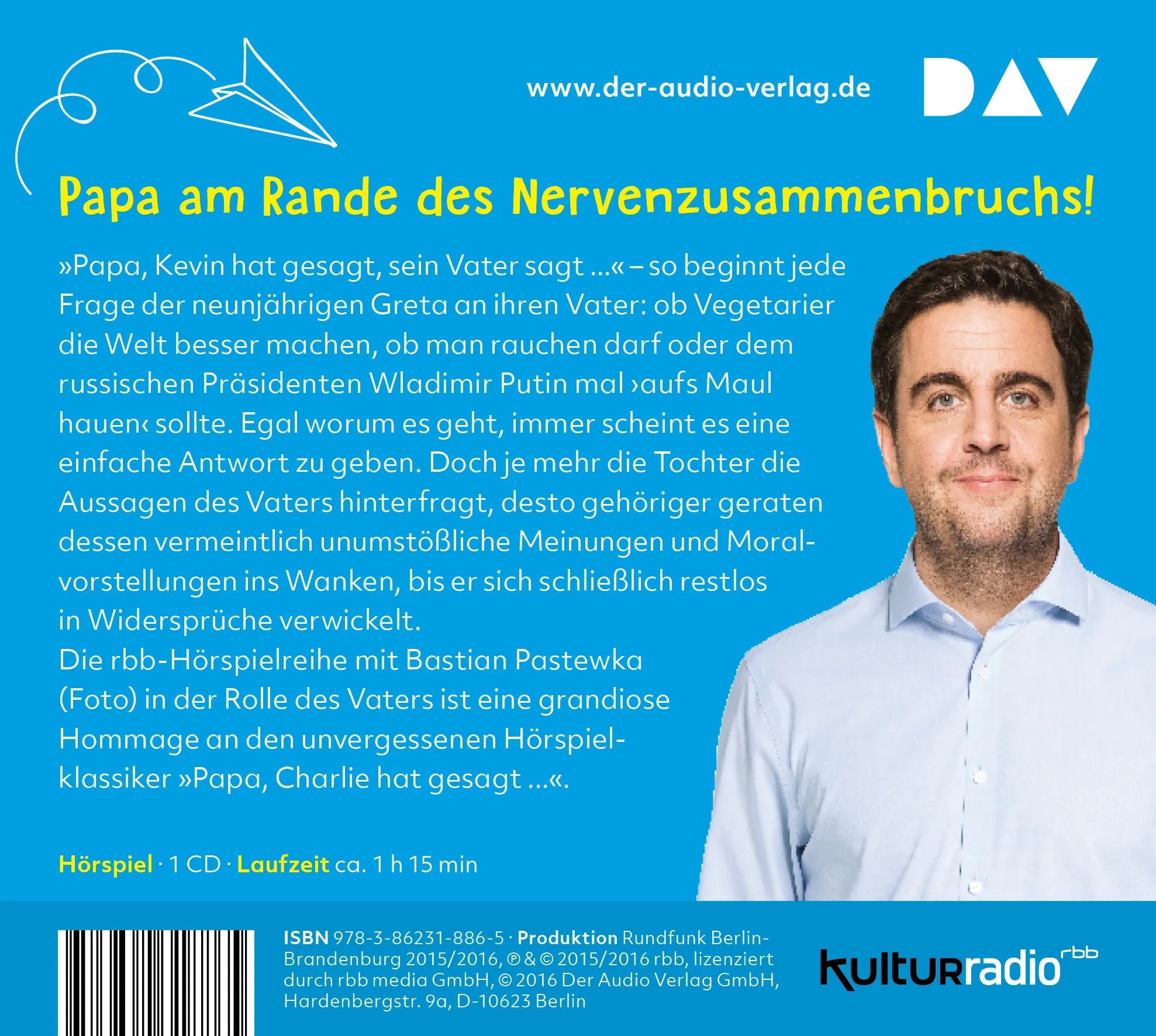 Buchrückseite von '»Papa, Kevin hat gesagt…«' mit Klappentext - Hörbuch (CD)