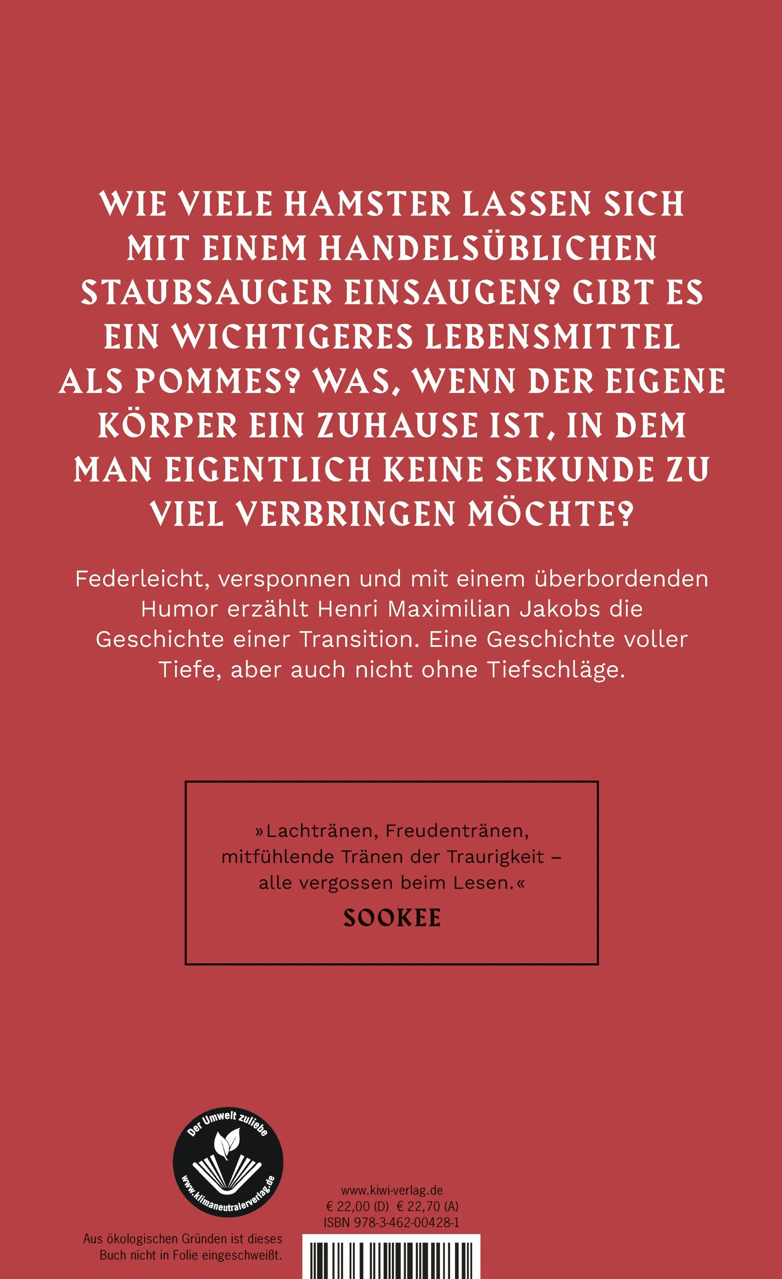 Buchrückseite von 'Paradiesische Zustände' mit Klappentext - Gebundene Ausgabe