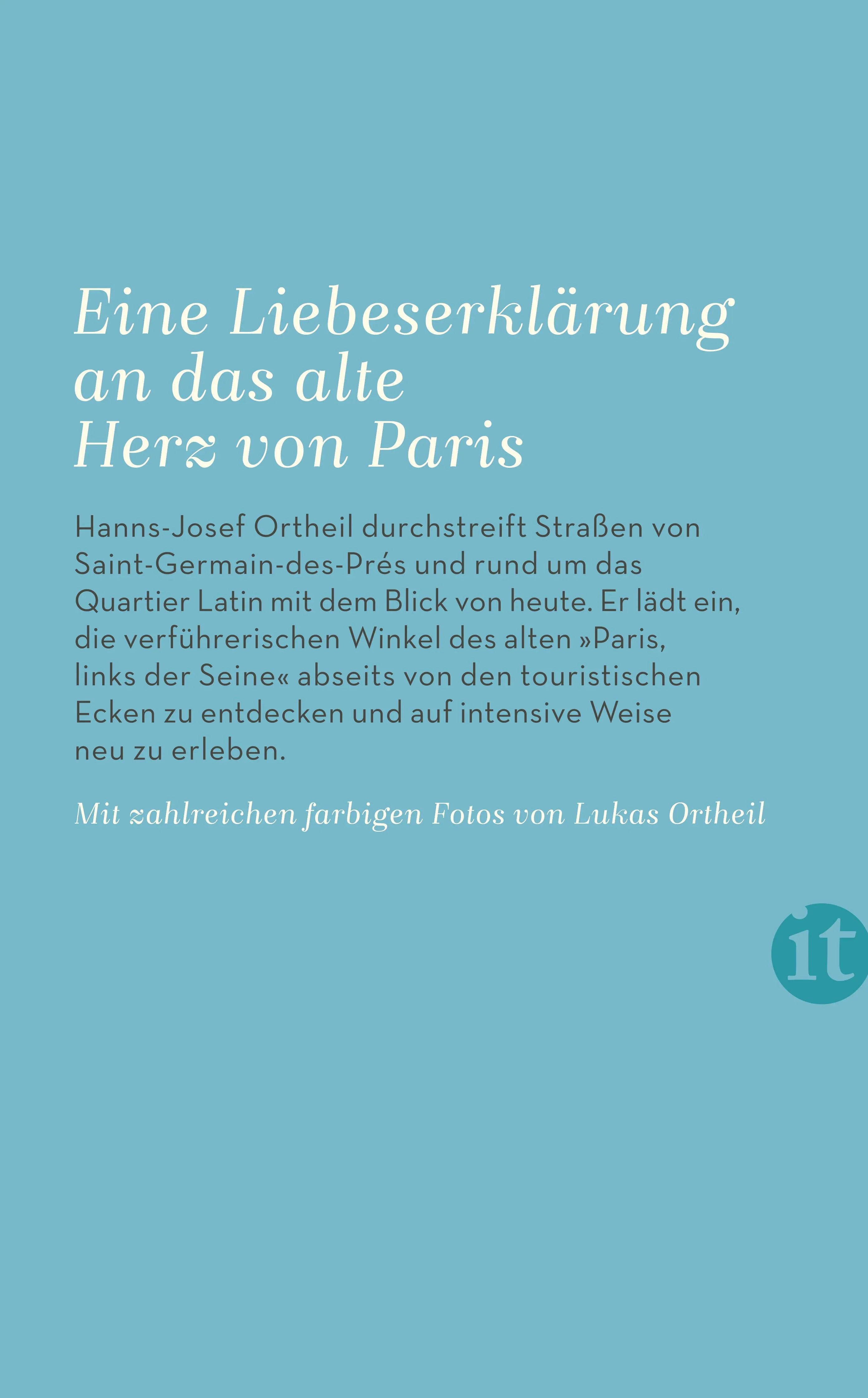 Buchrückseite von 'Paris, links der Seine' mit Klappentext - Taschenbuch
