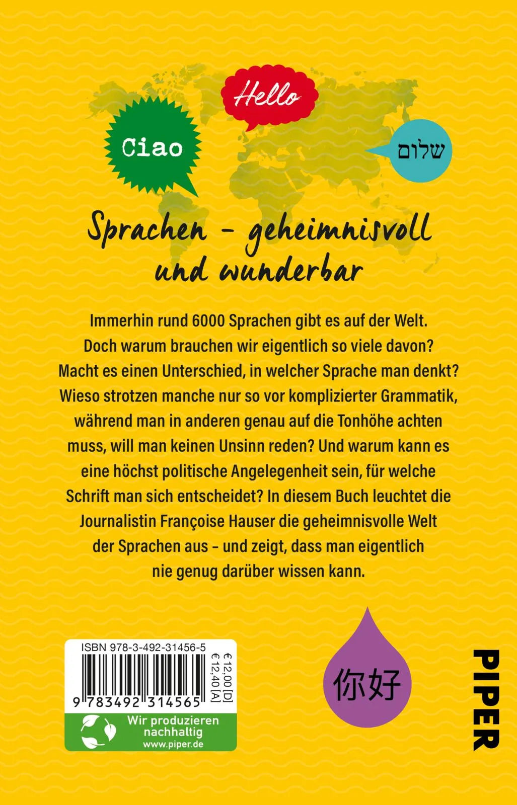 Buchrückseite von 'Parlez-vous español, please?' mit Klappentext - Taschenbuch