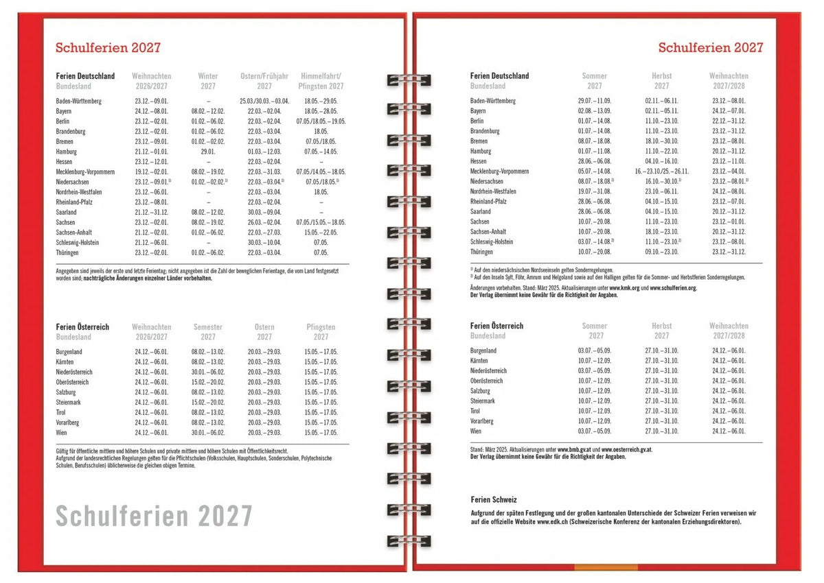 Peanuts Familienplaner-Buch A5 2027 – Ansicht