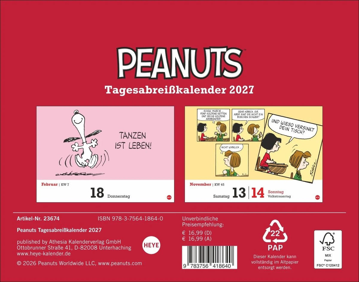 Peanuts Tagesabreißkalender 2027 – Ansicht