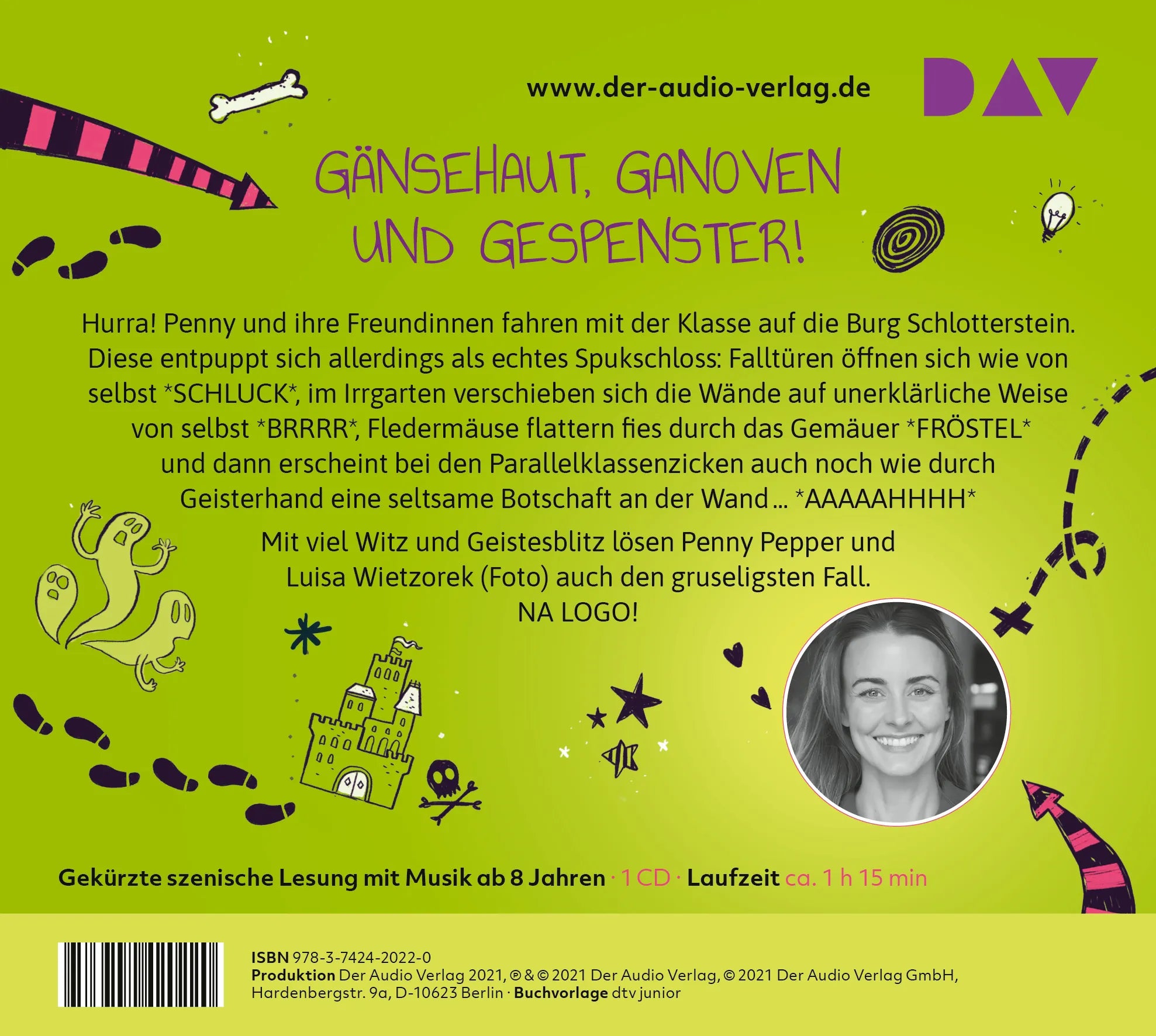 Buchrückseite von 'Penny Pepper – Teil 6: Auf Klassenfahrt' mit Klappentext - Hörbuch (CD)