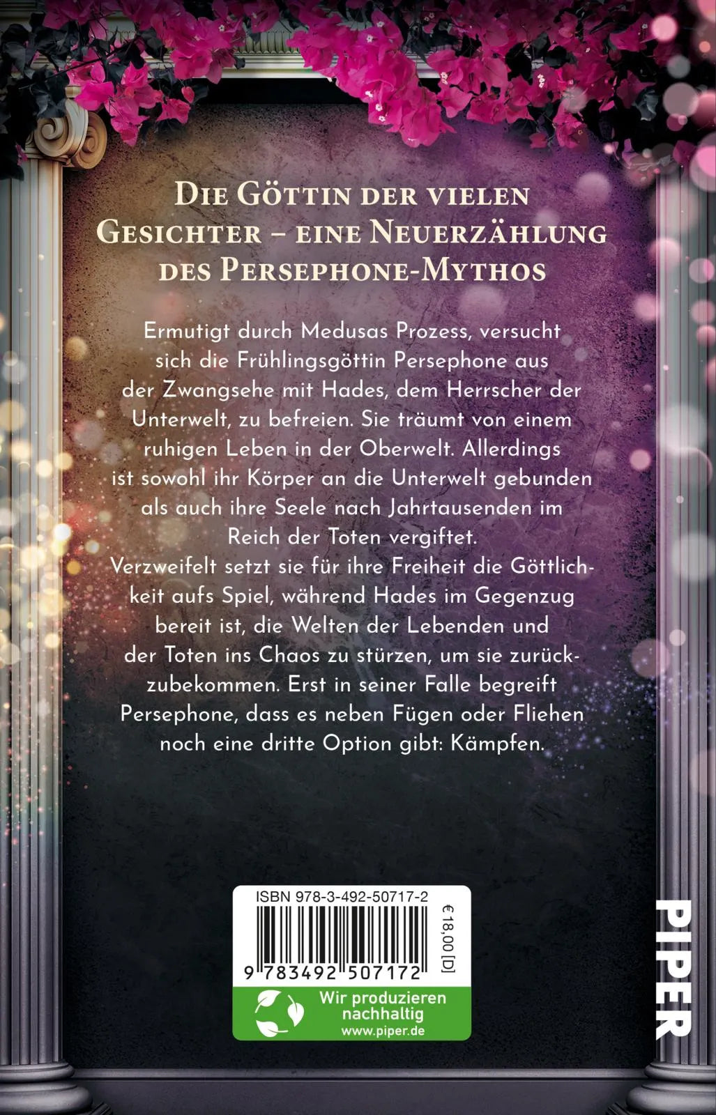 Buchrückseite von 'Persephone: Verdammt mächtig' mit Klappentext - Taschenbuch